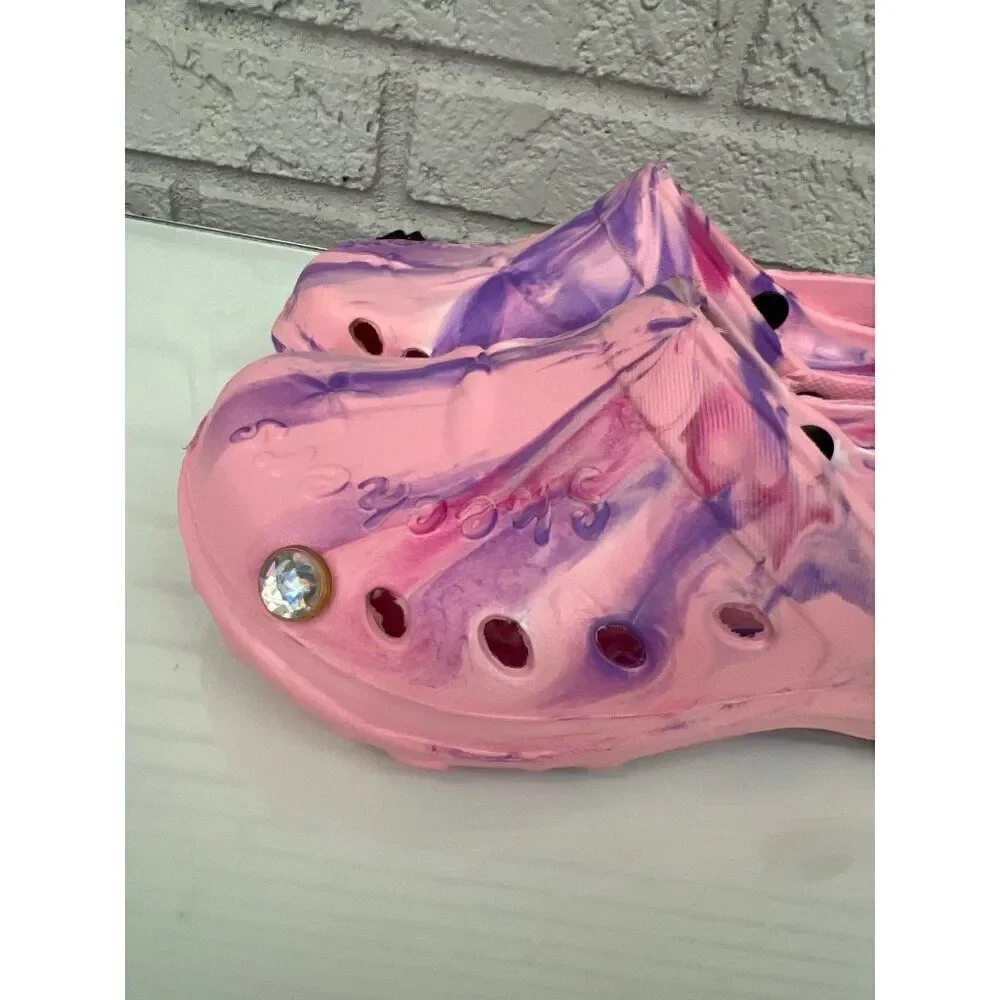 Skechers Girls Pink Tie Dye Rubber Sandals Size 5